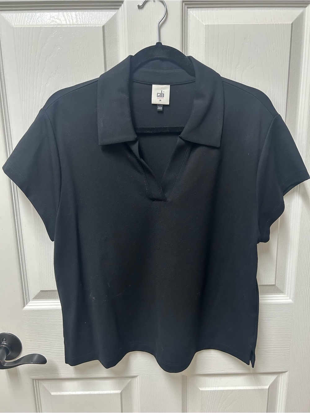 Cabi Kudos Top Women’s Black Polo-Style Short Sleeve Top